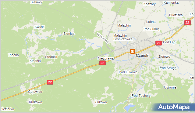 mapa Nieżurawa, Nieżurawa na mapie Targeo
