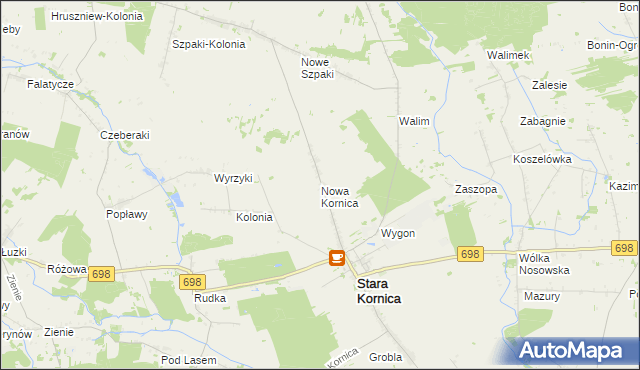 mapa Nowa Kornica, Nowa Kornica na mapie Targeo