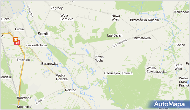 mapa Nowa Wola gmina Serniki, Nowa Wola gmina Serniki na mapie Targeo