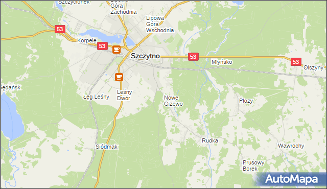 mapa Nowe Gizewo, Nowe Gizewo na mapie Targeo