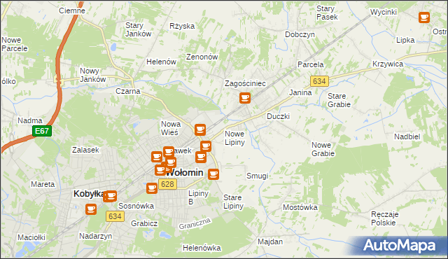 mapa Nowe Lipiny, Nowe Lipiny na mapie Targeo