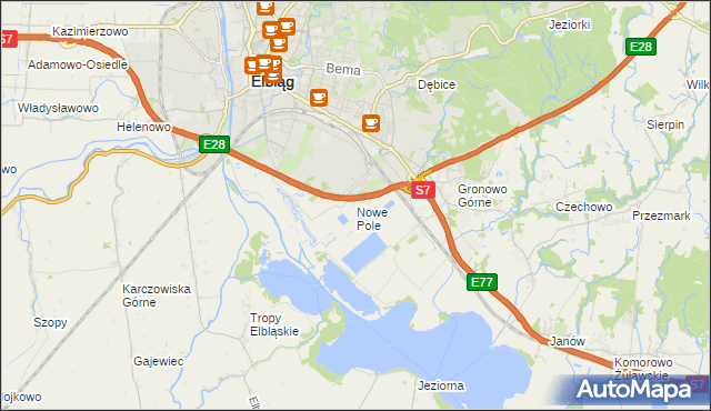 mapa Nowe Pole gmina Elbląg, Nowe Pole gmina Elbląg na mapie Targeo