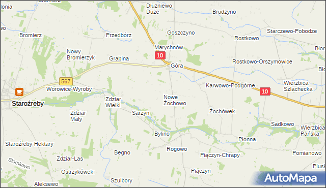 mapa Nowe Żochowo, Nowe Żochowo na mapie Targeo