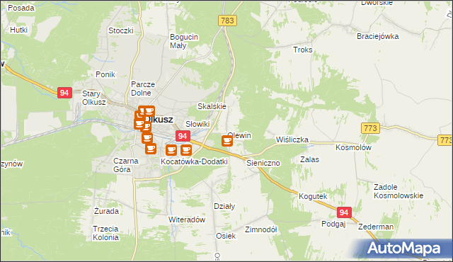 mapa Olewin gmina Olkusz, Olewin gmina Olkusz na mapie Targeo