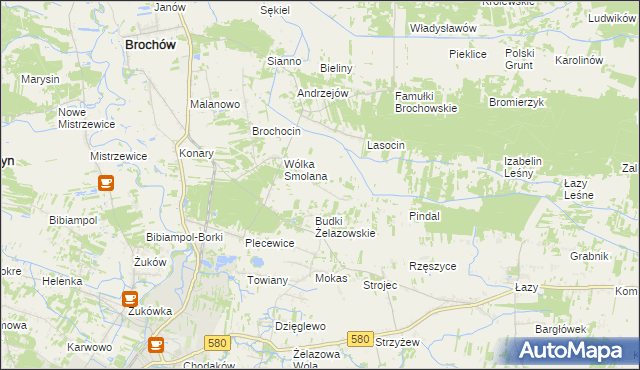 mapa Olszowiec gmina Brochów, Olszowiec gmina Brochów na mapie Targeo
