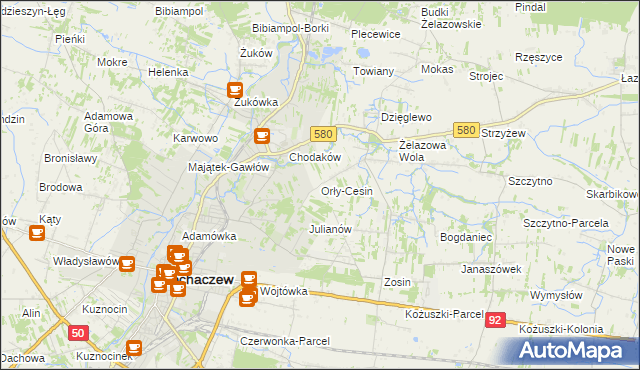 mapa Orły-Cesin, Orły-Cesin na mapie Targeo