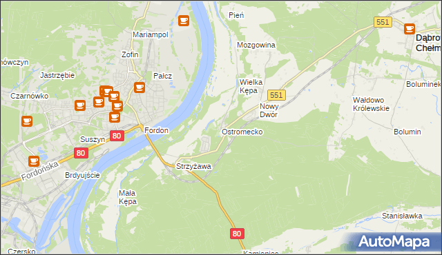 mapa Ostromecko, Ostromecko na mapie Targeo