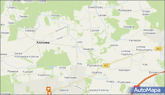 mapa Owieczki gmina Klonowa, Owieczki gmina Klonowa na mapie Targeo