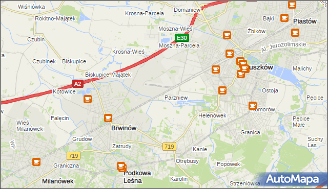 mapa Parzniew, Parzniew na mapie Targeo