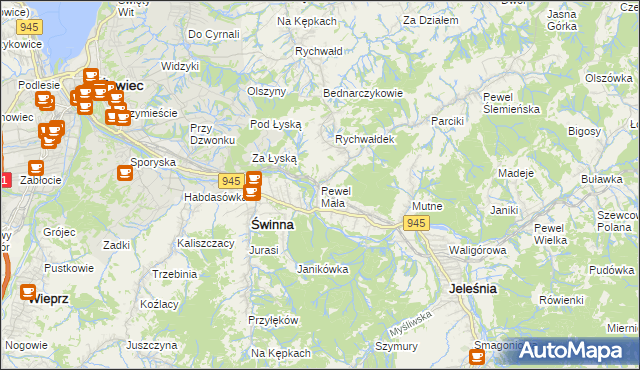 mapa Pewel Mała, Pewel Mała na mapie Targeo