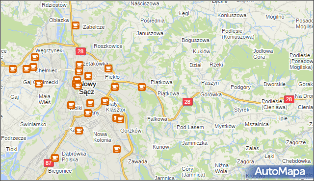 mapa Piątkowa gmina Chełmiec, Piątkowa gmina Chełmiec na mapie Targeo