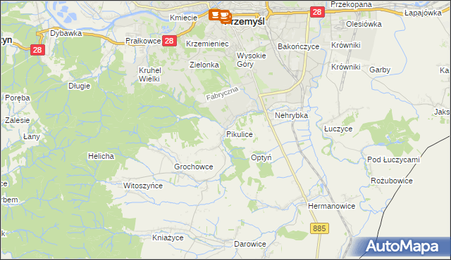 mapa Pikulice, Pikulice na mapie Targeo