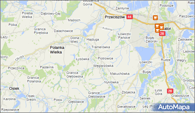 mapa Piotrowice gmina Przeciszów, Piotrowice gmina Przeciszów na mapie Targeo