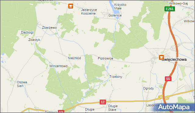 mapa Piotrowice gmina Święciechowa, Piotrowice gmina Święciechowa na mapie Targeo