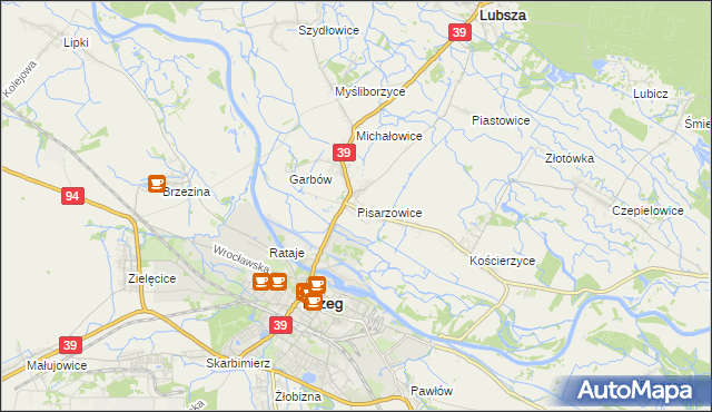 mapa Pisarzowice gmina Lubsza, Pisarzowice gmina Lubsza na mapie Targeo