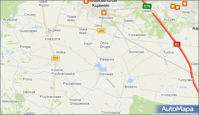 mapa Plebanka gmina Aleksandrów Kujawski, Plebanka gmina Aleksandrów Kujawski na mapie Targeo