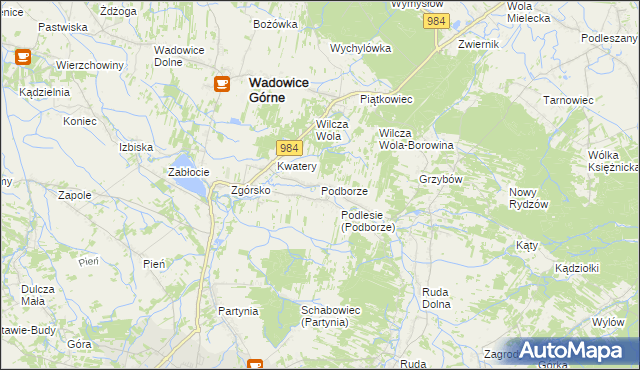 mapa Podborze gmina Radomyśl Wielki, Podborze gmina Radomyśl Wielki na mapie Targeo