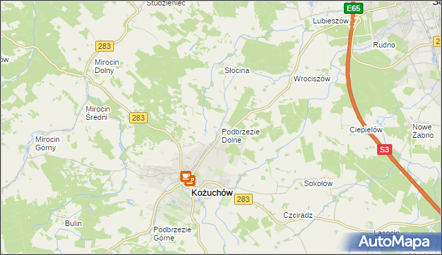 mapa Podbrzezie Dolne, Podbrzezie Dolne na mapie Targeo