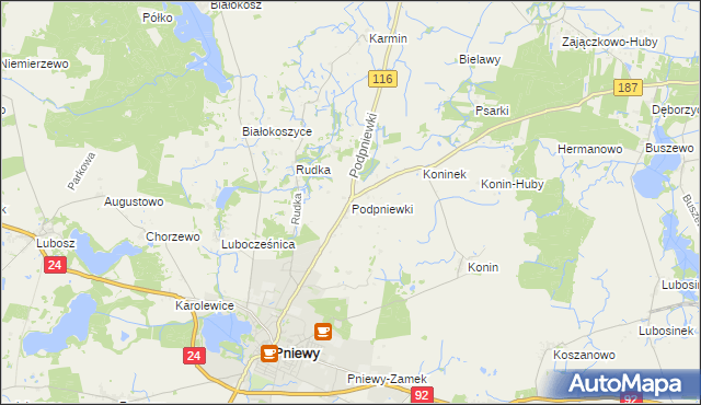 mapa Podpniewki, Podpniewki na mapie Targeo