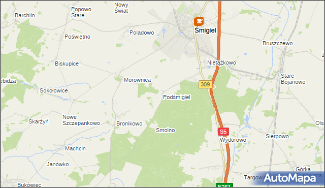 mapa Podśmigiel, Podśmigiel na mapie Targeo