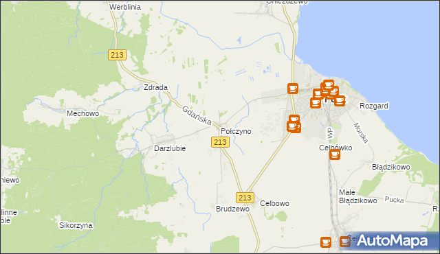 mapa Połczyno gmina Puck, Połczyno gmina Puck na mapie Targeo