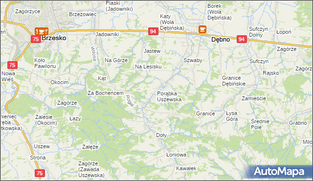 mapa Porąbka Uszewska, Porąbka Uszewska na mapie Targeo