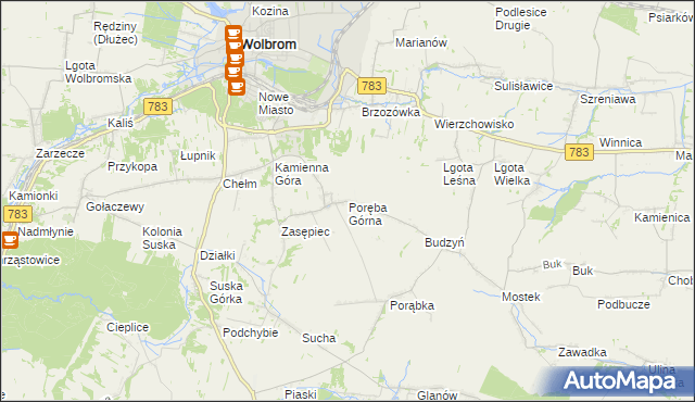 mapa Poręba Górna, Poręba Górna na mapie Targeo