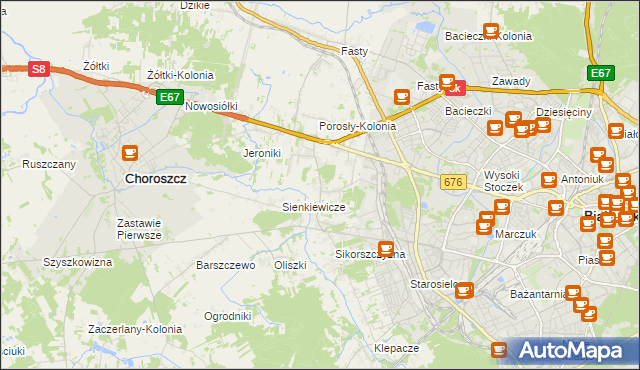 mapa Porosły, Porosły na mapie Targeo