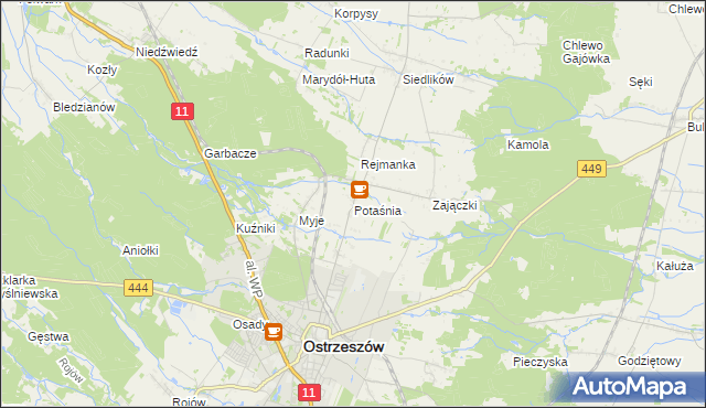 mapa Potaśnia gmina Ostrzeszów, Potaśnia gmina Ostrzeszów na mapie Targeo