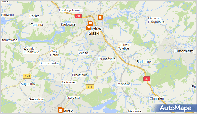 mapa Proszówka, Proszówka na mapie Targeo