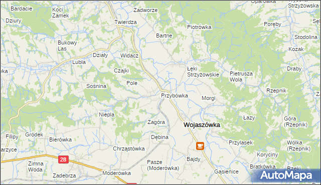 mapa Przybówka, Przybówka na mapie Targeo