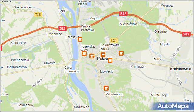 mapa Puław, Puławy na mapie Targeo