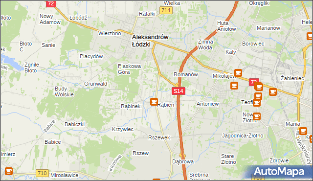 mapa Rąbień AB, Rąbień AB na mapie Targeo