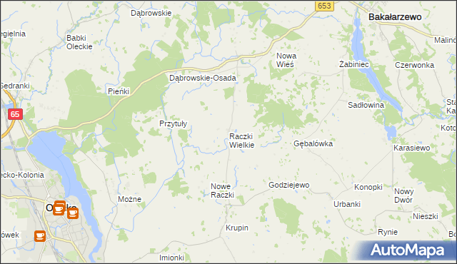 mapa Raczki Wielkie, Raczki Wielkie na mapie Targeo