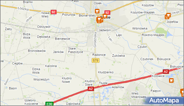 mapa Radonice, Radonice na mapie Targeo