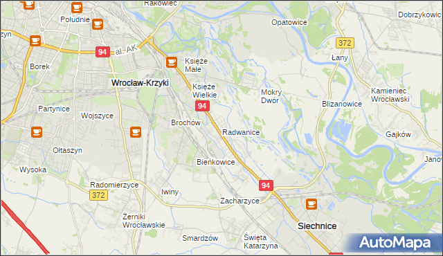 mapa Radwanice gmina Siechnice, Radwanice gmina Siechnice na mapie Targeo