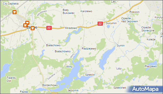 mapa Radziejewo gmina Zblewo, Radziejewo gmina Zblewo na mapie Targeo