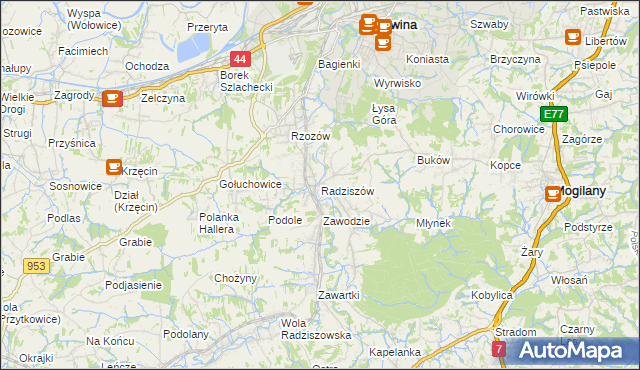 mapa Radziszów, Radziszów na mapie Targeo