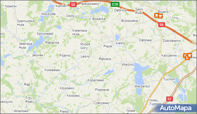 mapa Rębiska gmina Szemud, Rębiska gmina Szemud na mapie Targeo