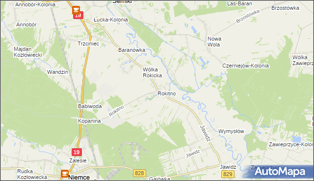 mapa Rokitno gmina Lubartów, Rokitno gmina Lubartów na mapie Targeo