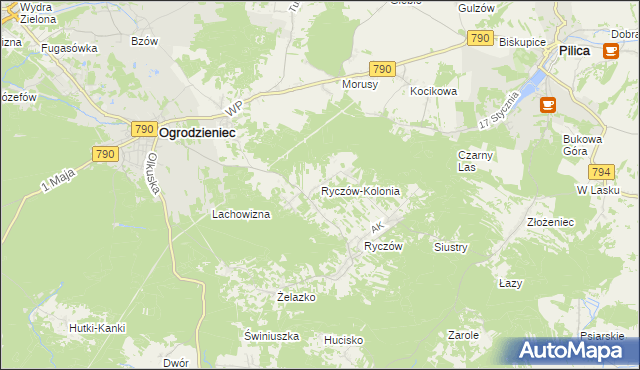 mapa Ryczów-Kolonia, Ryczów-Kolonia na mapie Targeo