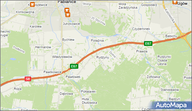 mapa Rydzyny, Rydzyny na mapie Targeo