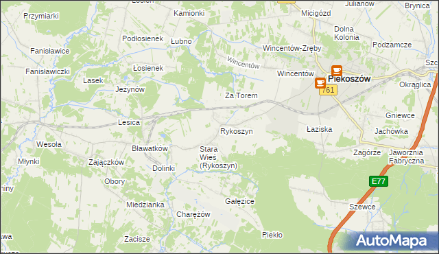 mapa Rykoszyn, Rykoszyn na mapie Targeo