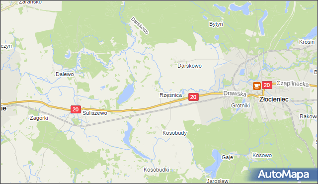 mapa Rzęśnica, Rzęśnica na mapie Targeo