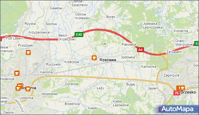 mapa Rzezawa, Rzezawa na mapie Targeo