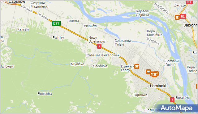 mapa Sadowa gmina Łomianki, Sadowa gmina Łomianki na mapie Targeo