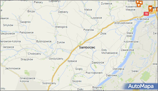 mapa Samborzec, Samborzec na mapie Targeo