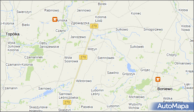 mapa Siemnówek, Siemnówek na mapie Targeo