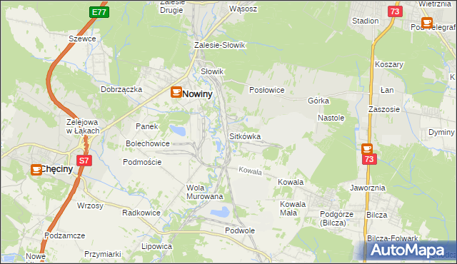 mapa Sitkówka, Sitkówka na mapie Targeo