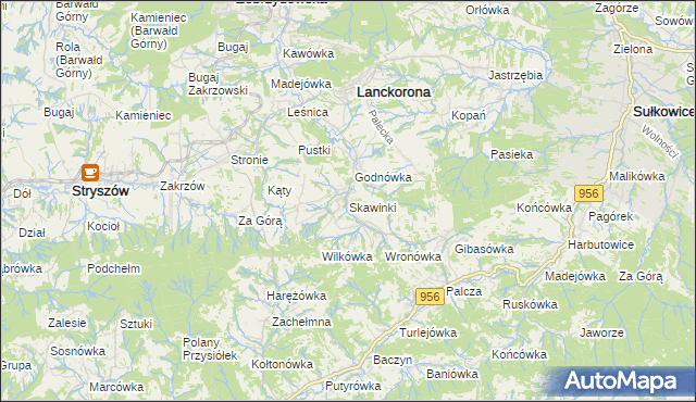 mapa Skawinki, Skawinki na mapie Targeo